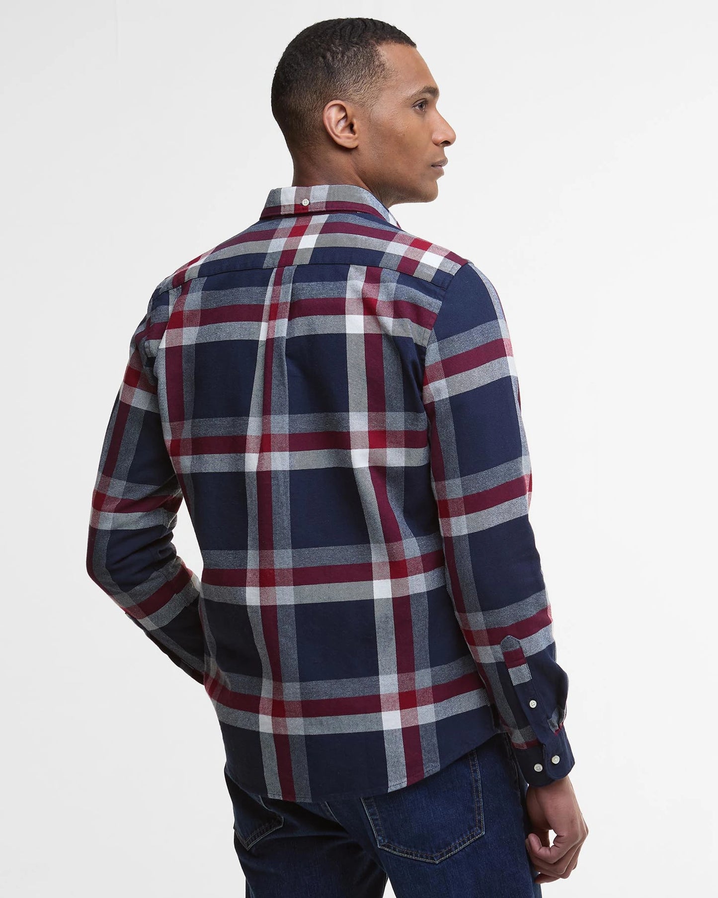 Barbour Shirt Man Folley Tailored Navy/Red