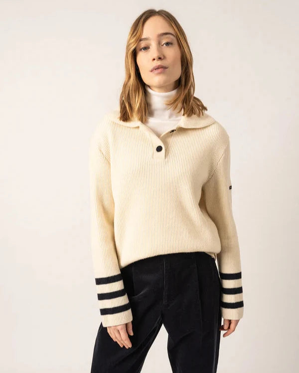 Saint James Sweater Woman Polo Jumper Ecume Navy