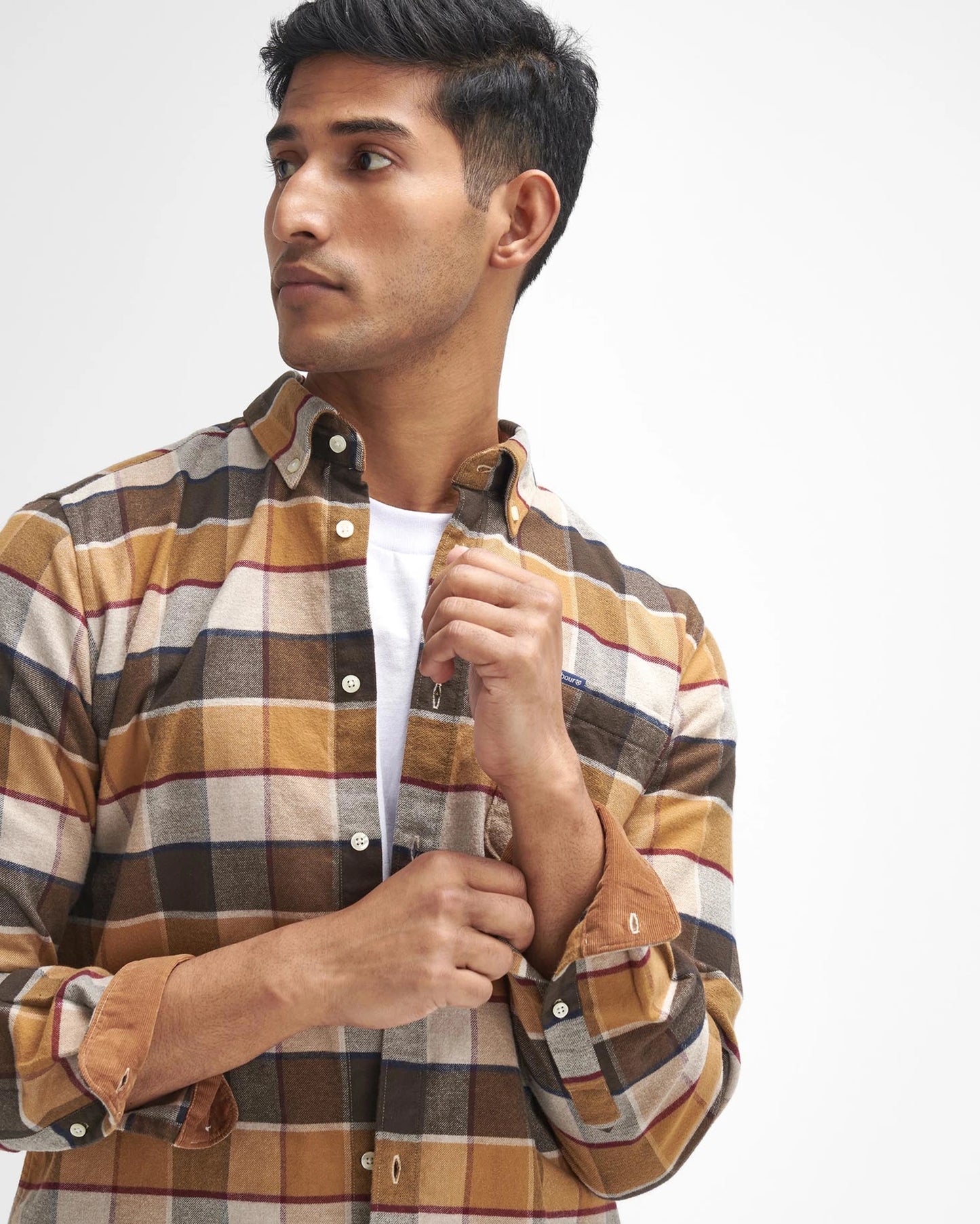 Barbour Shirt Man Valley Tailored Brown