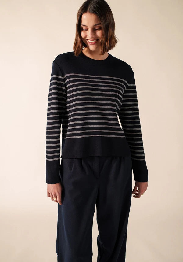Saint James Sweater Woman Striped Sailor Jumper Aulon Navy Blanc