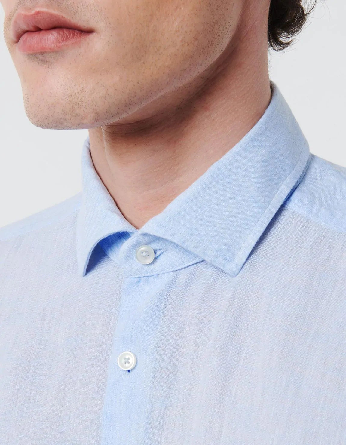 Xacus Shirt Man Lino Light Blue