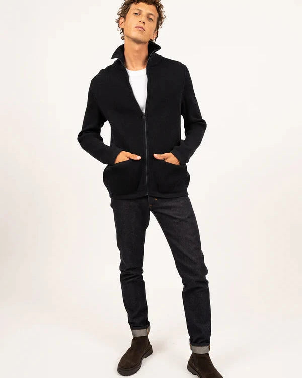 Saint James Jacket Man Knit + Zip Navy