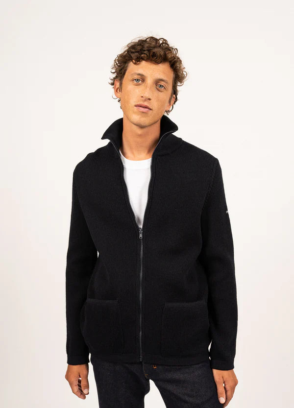 Saint James Jacket Man Knit + Zip Navy