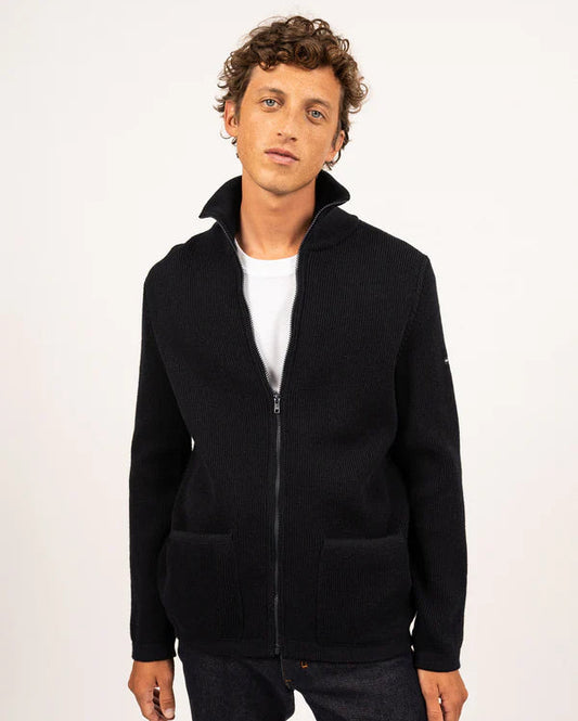 Saint James Jacket Man Knit + Zip Navy