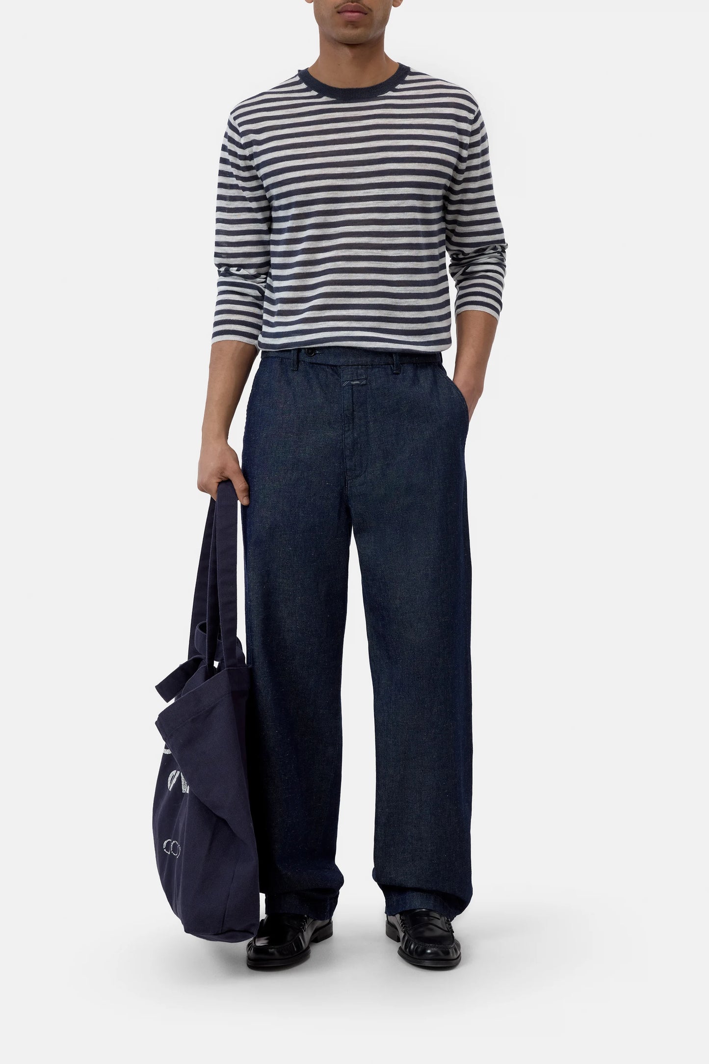 Closed Sweater Man Striped Magma Black
