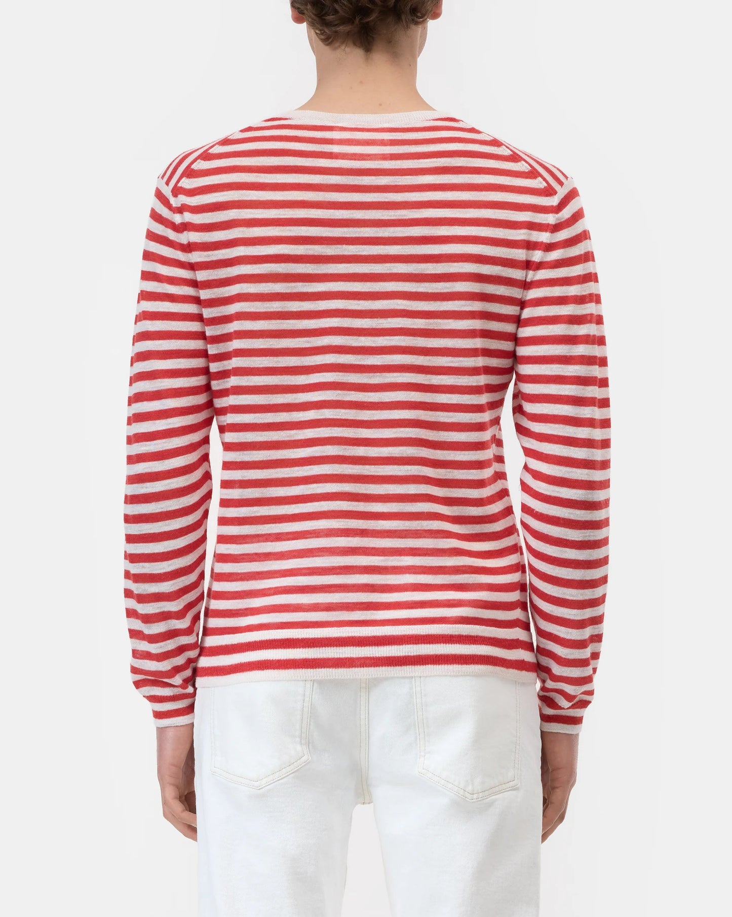 Closed Sweater Man Striped Laser Red