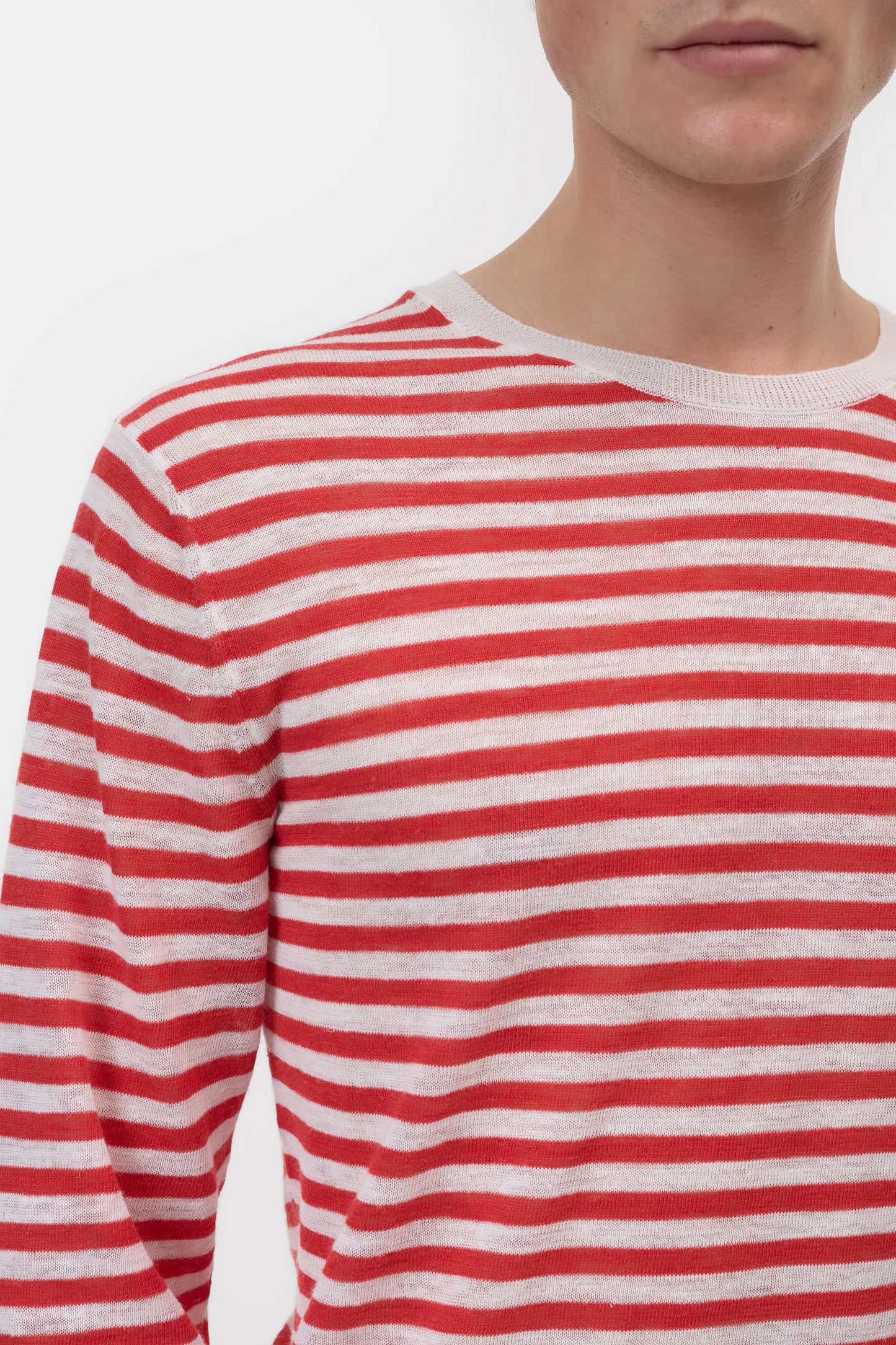 Closed Sweater Man Striped Laser Red