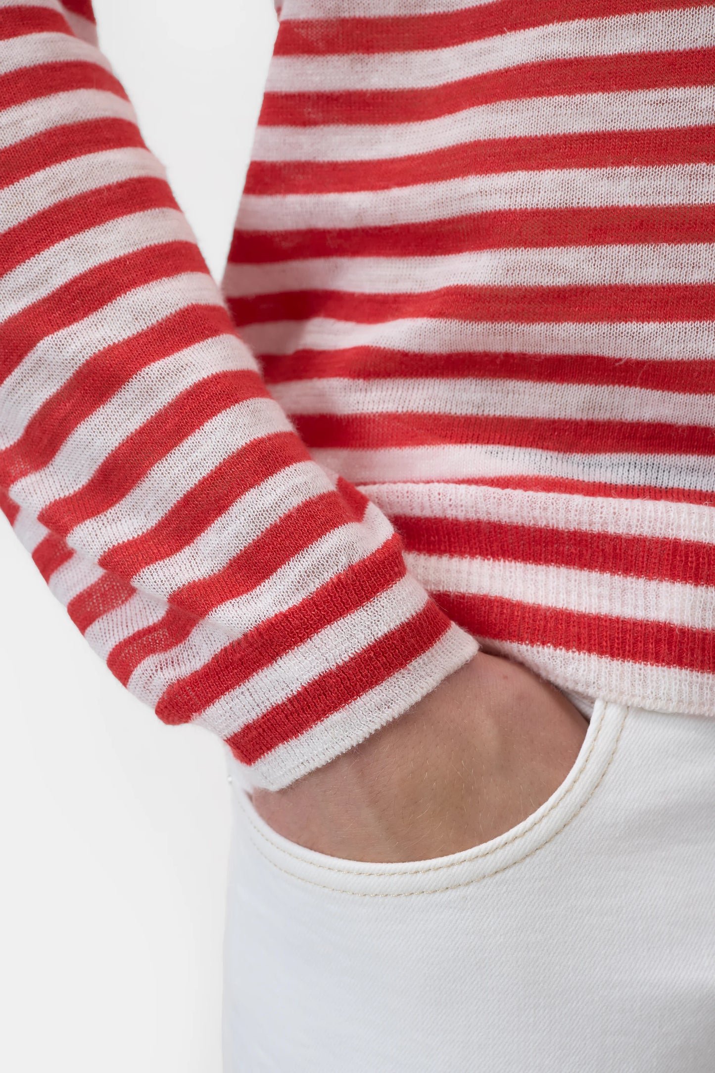 Closed Sweater Man Striped Laser Red