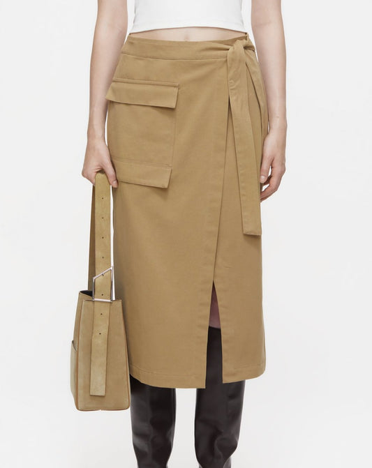 Closed Skirt Woman Wrap Taupe Beige