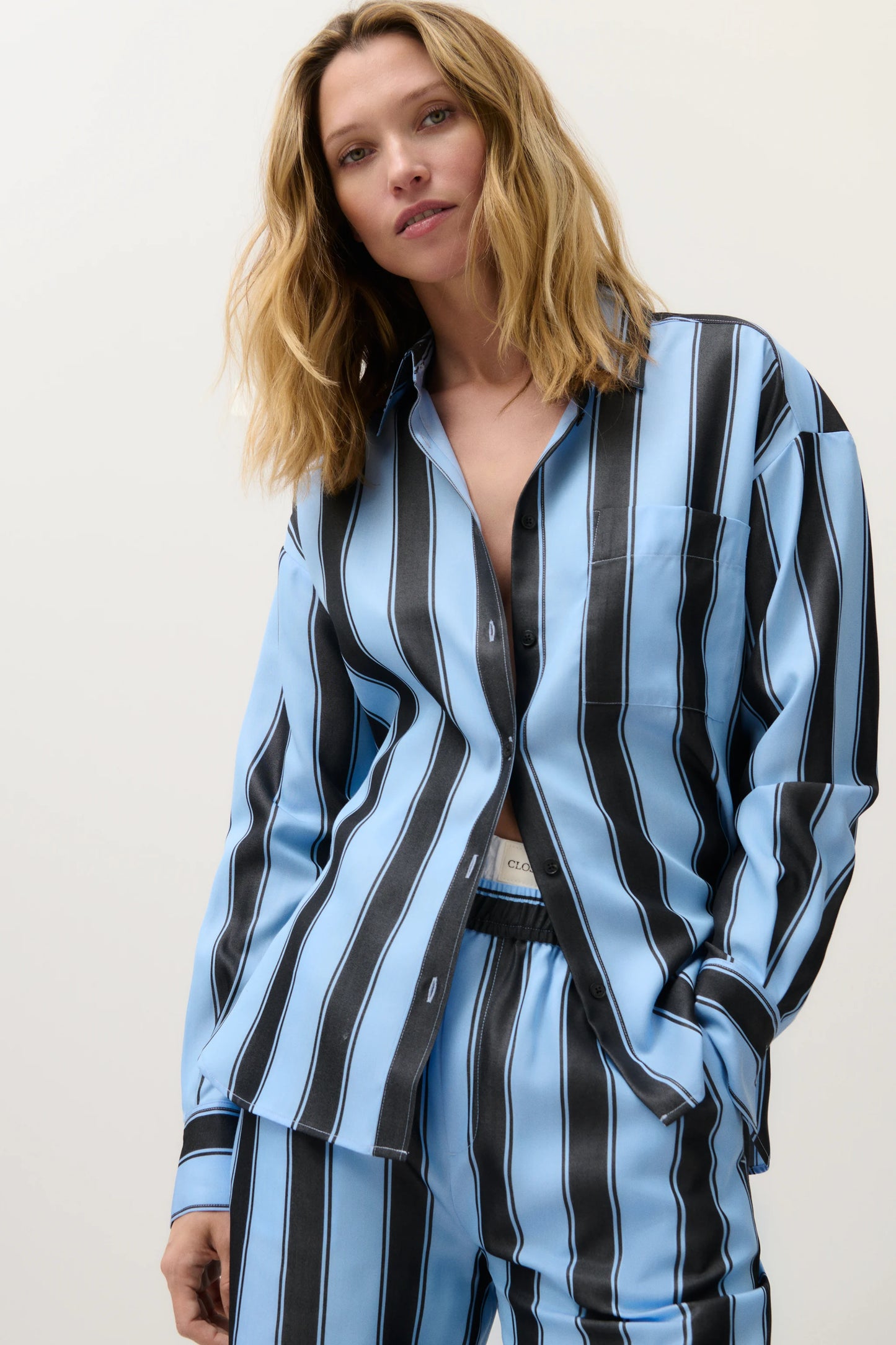 Closed Shirt Woman Sky Blue