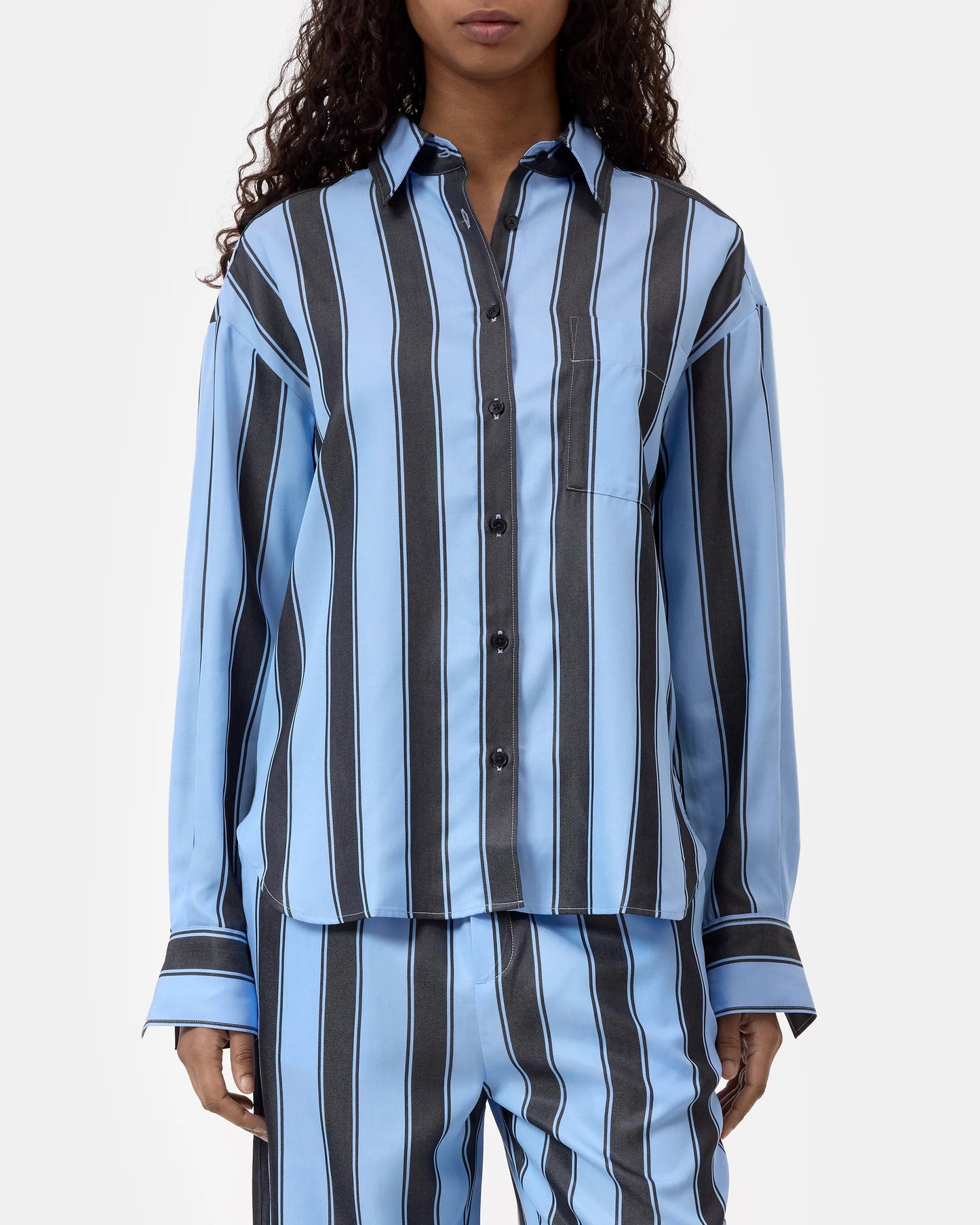 Closed Shirt Woman Sky Blue