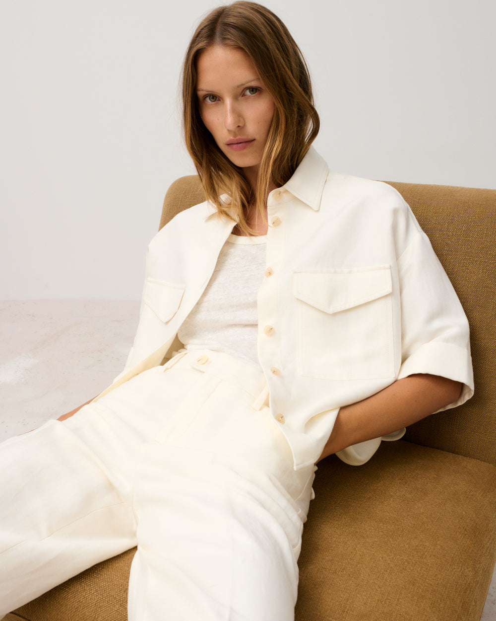 Closed Shirt Woman Utility Ivory