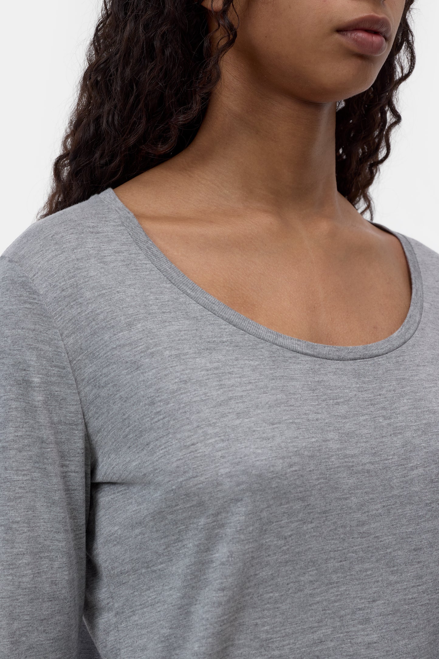 Closed T-shirt Woman Crew Neck Long Sleeve Light Grey Melange