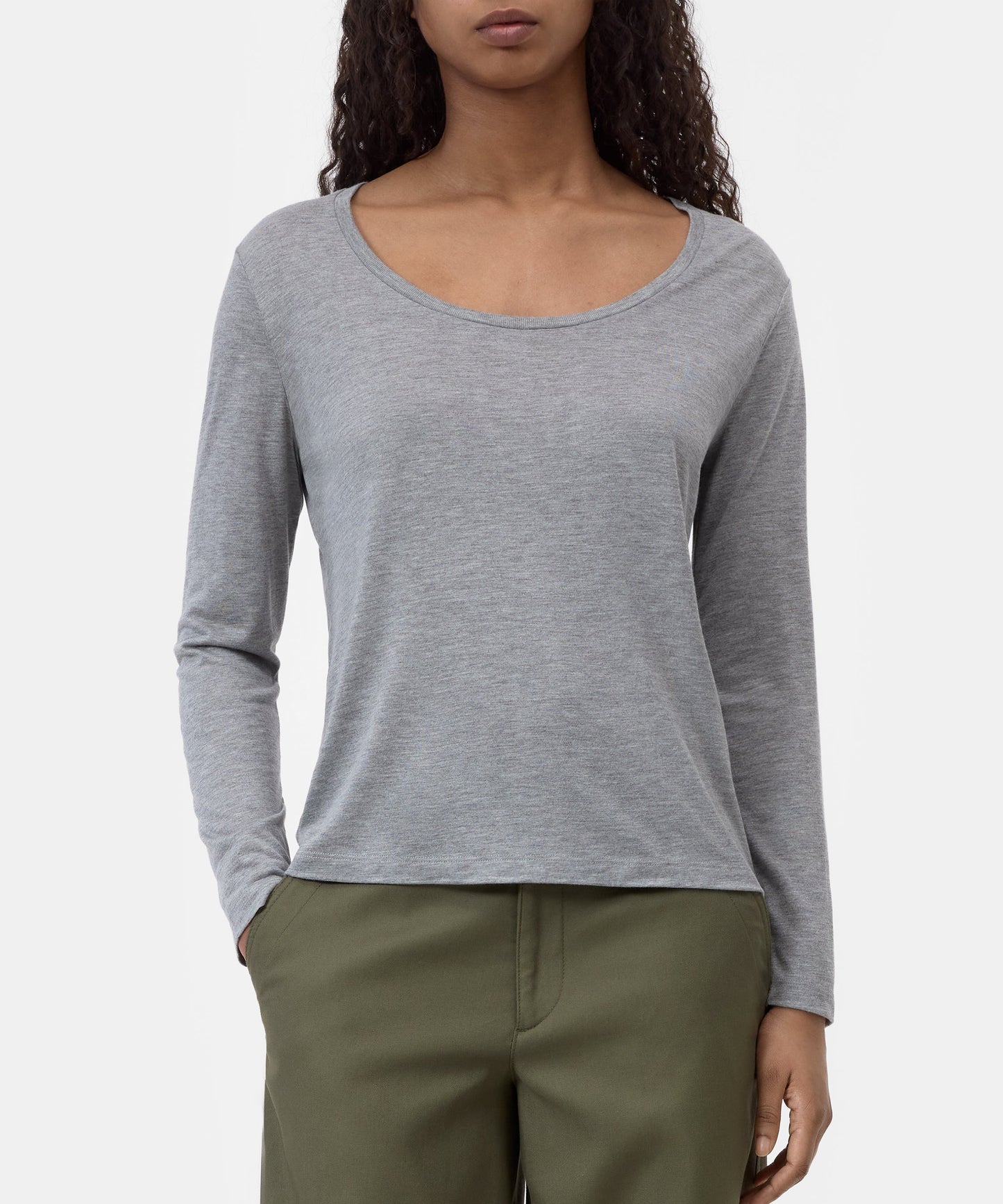 Closed T-shirt Woman Crew Neck Long Sleeve Light Grey Melange