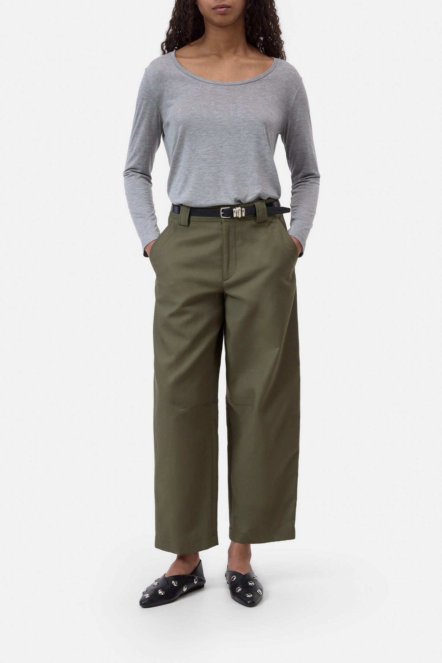 Closed T-shirt Woman Crew Neck Long Sleeve Light Grey Melange