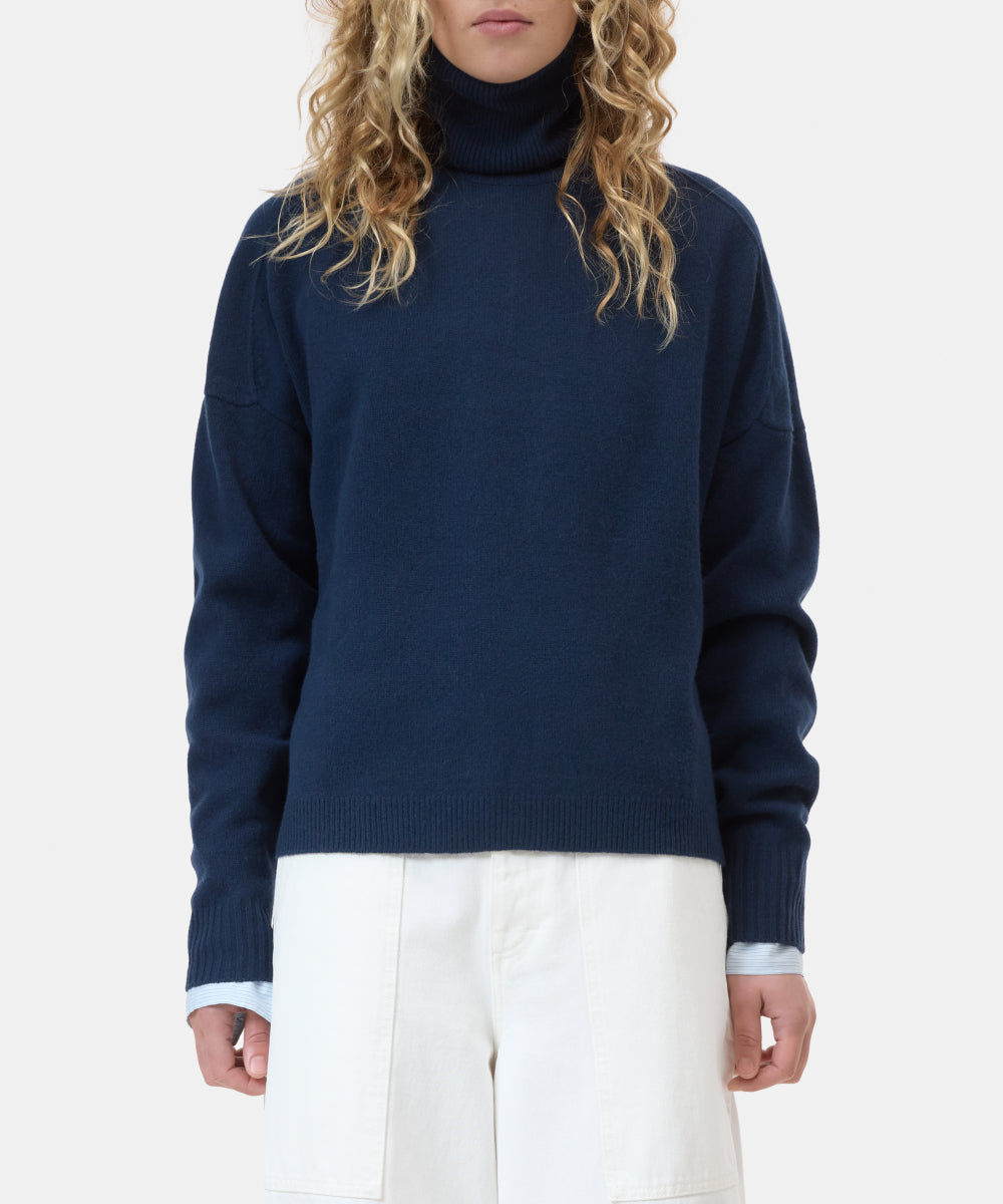 Closed Sweater Woman Rolli Neck Dark Night