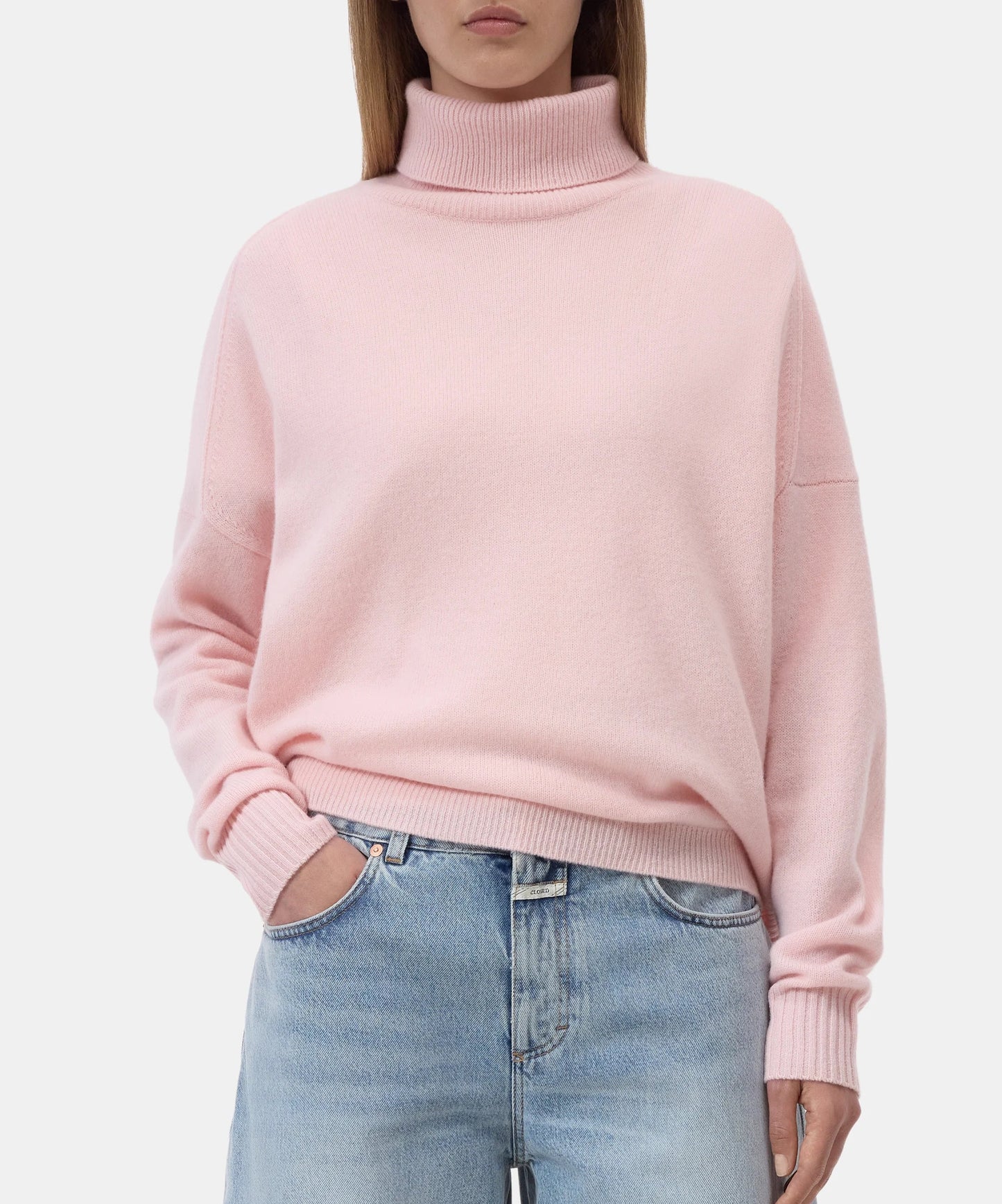 Closed Sweater Woman Rolli Neck Rosewater Pink