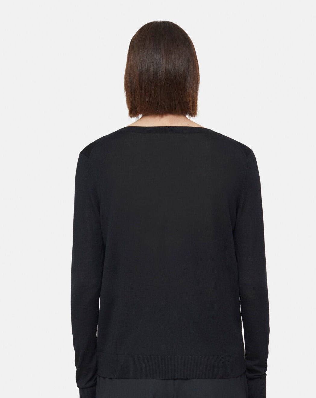 Closed Sweater Woman V-neck Long Sleeve Black
