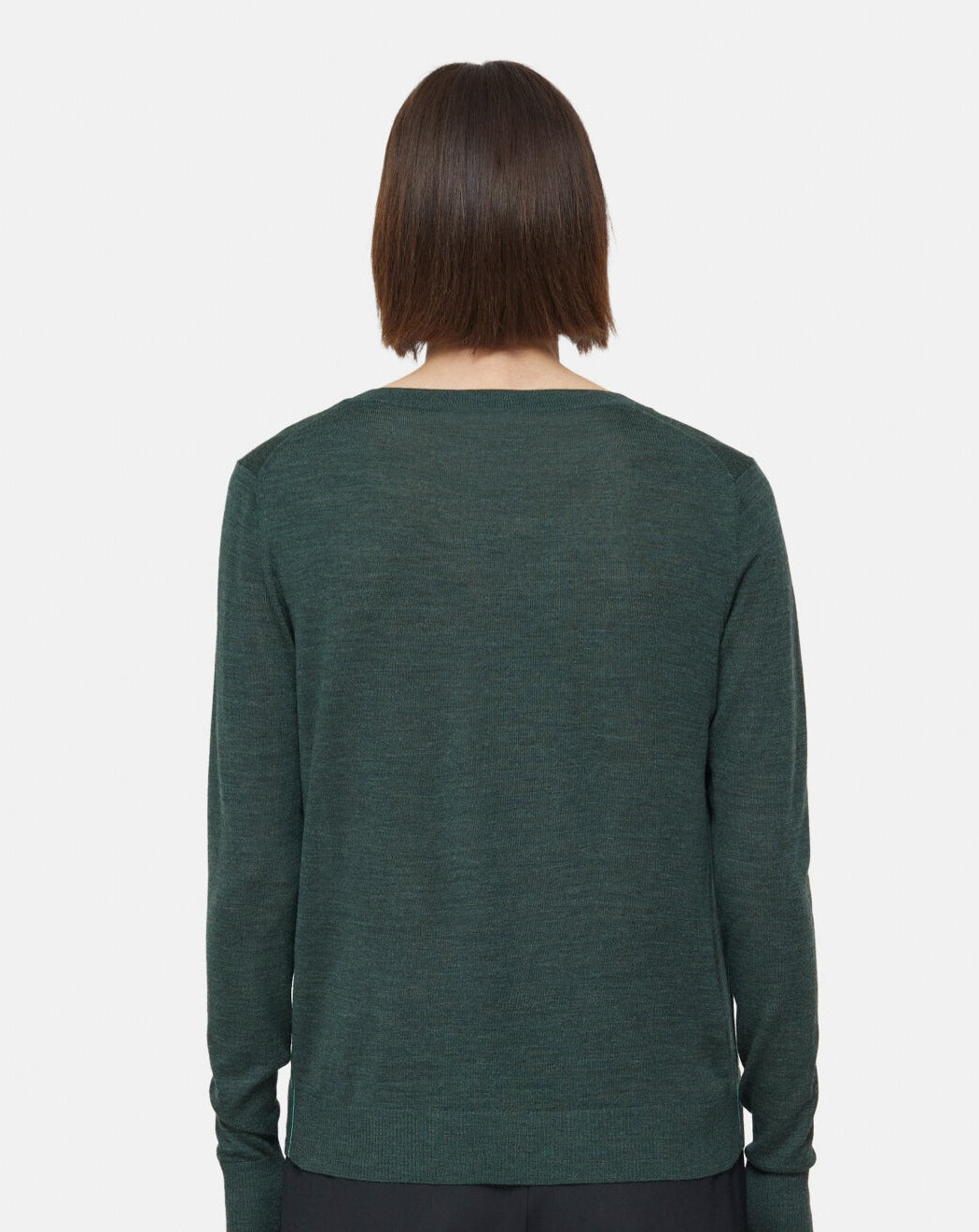 Closed Sweater Woman V-neck Long Sleeve Fern Green