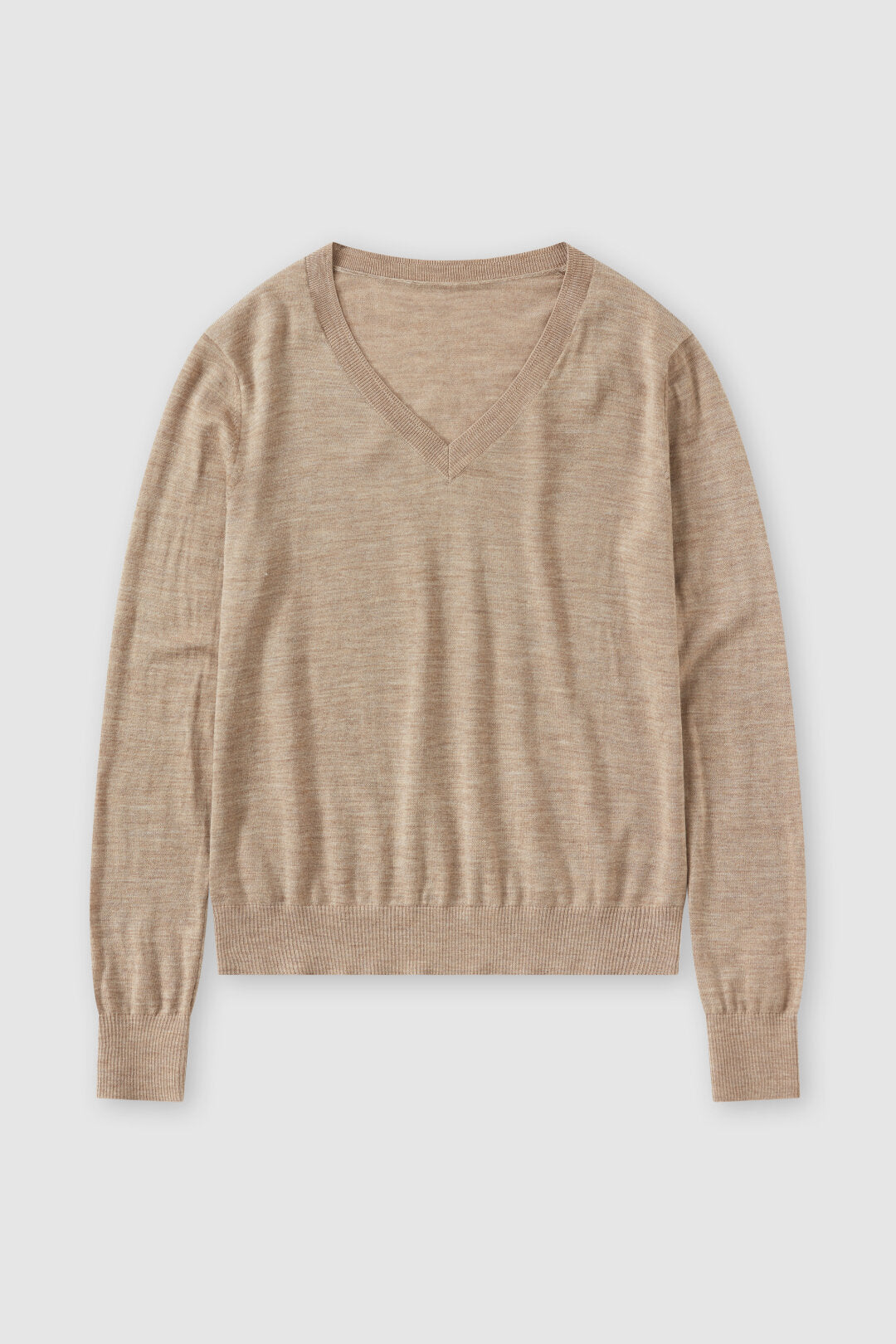 Closed Sweater Woman V-neck Long Sleeve Brown Sugar