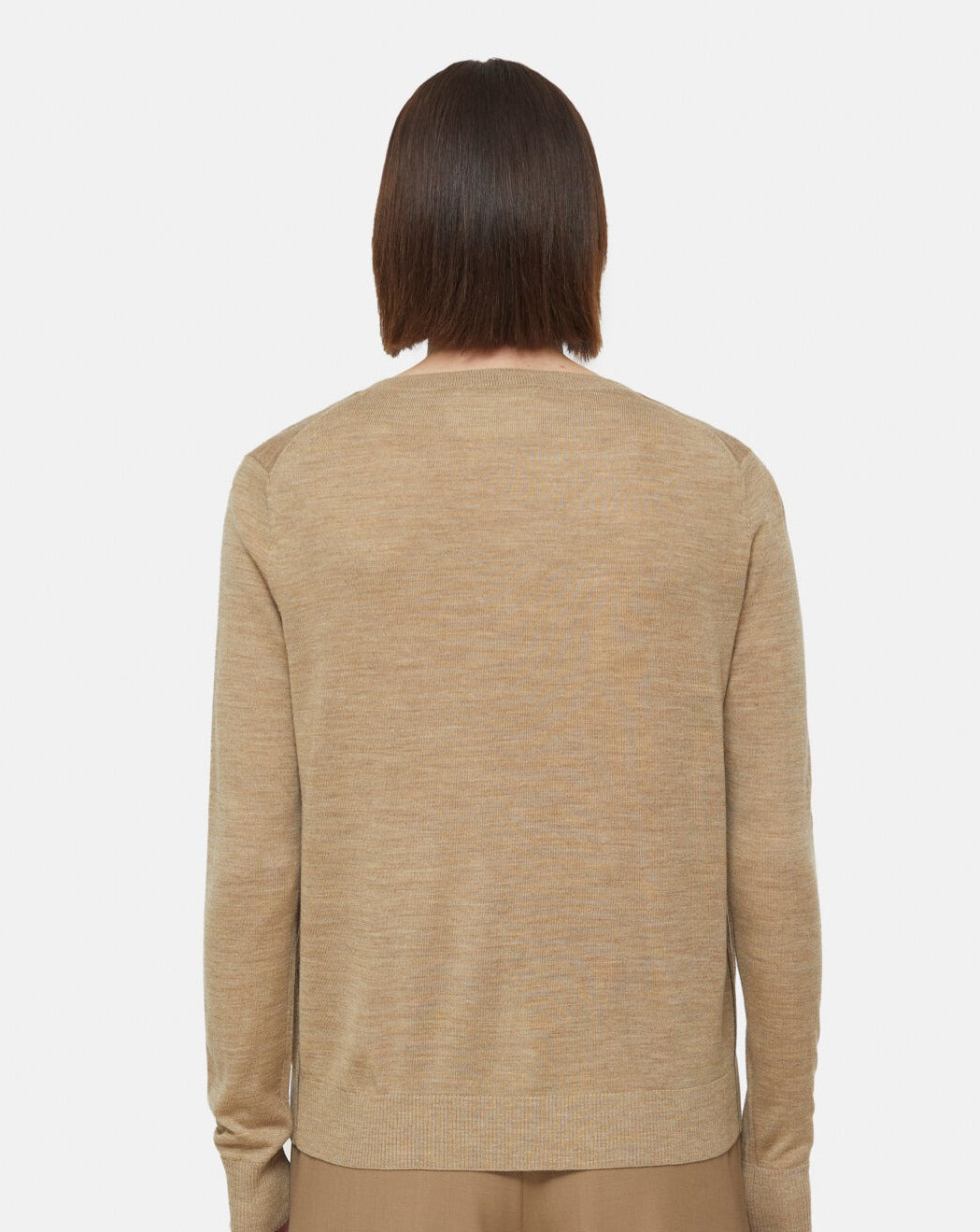 Closed Sweater Woman V-neck Long Sleeve Brown Sugar