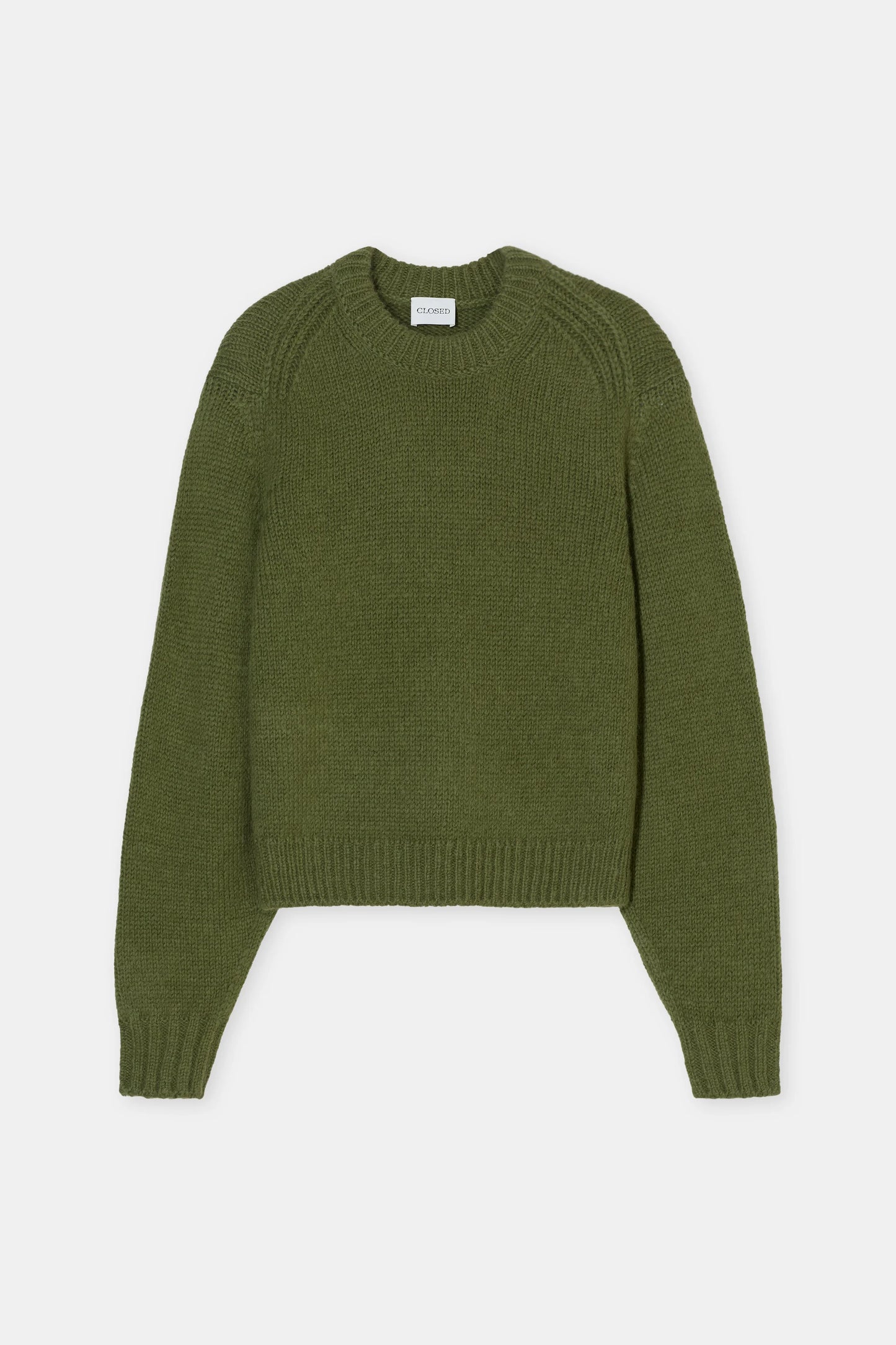 Closed Sweater Woman Crew Neck Long Sleeve II Army Green
