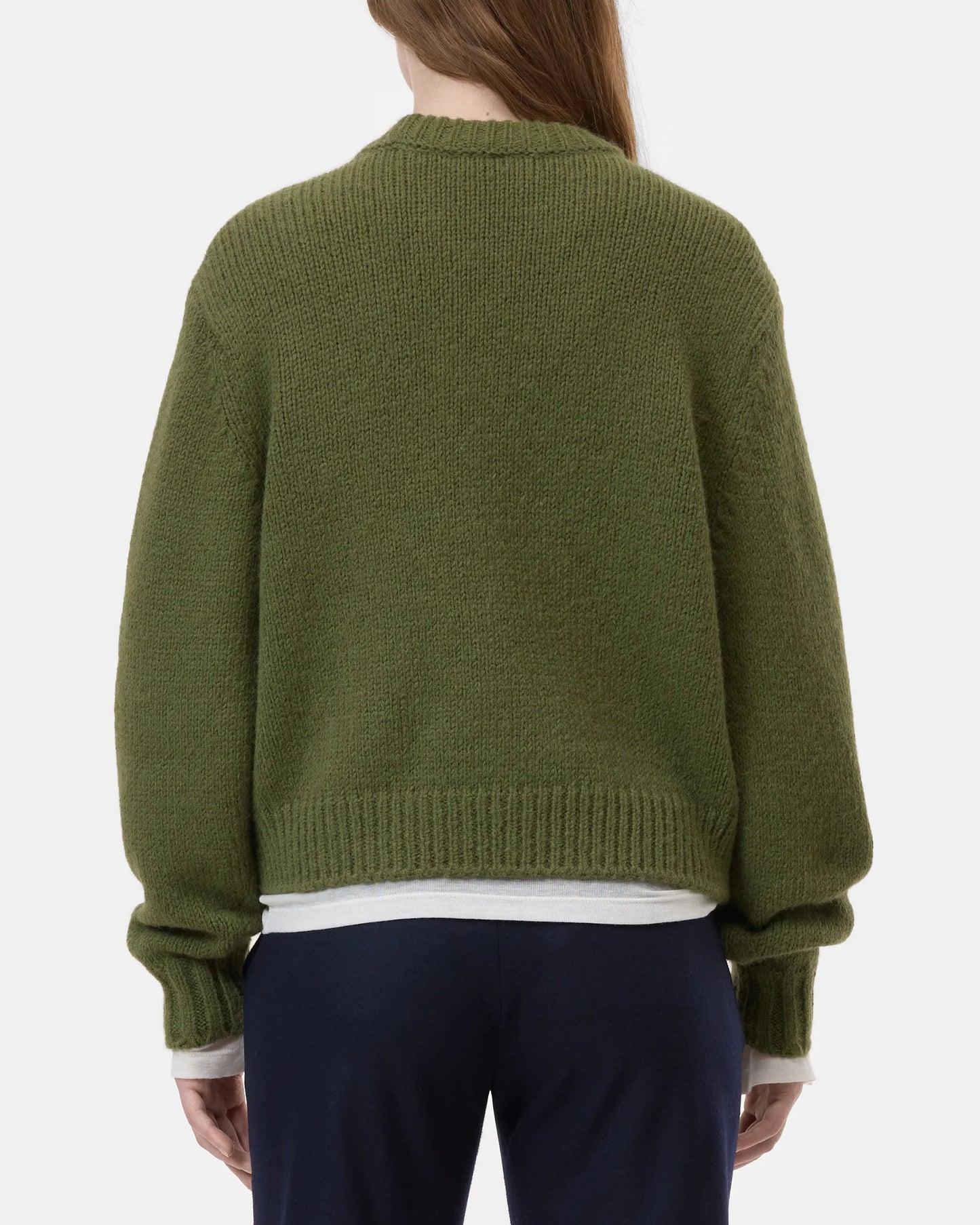 Closed Sweater Woman Crew Neck Long Sleeve II Army Green