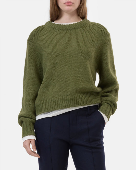 Closed Sweater Woman Crew Neck Long Sleeve II Army Green