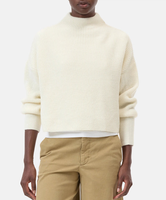 Closed Sweater Woman Funnel Neck Long Sleeve Ivory
