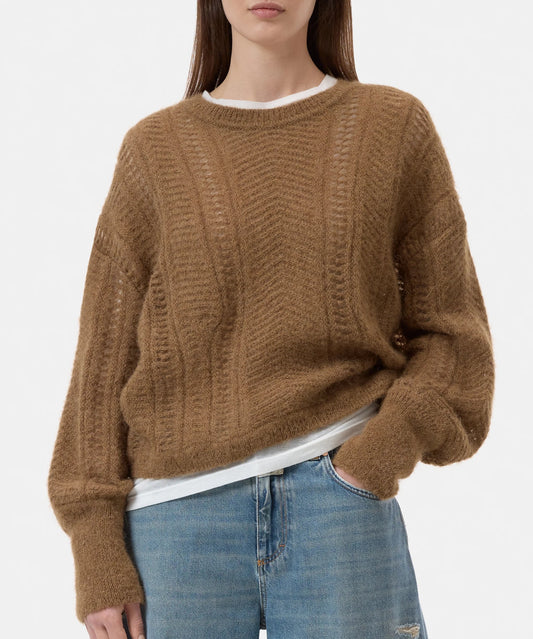 Closed Sweater Woman Crew Neck Cropped Mocha Brown