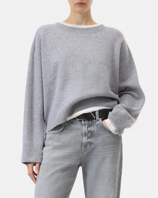 Closed Sweater Woman Crew Neck Wide Sleeve Grey Melange