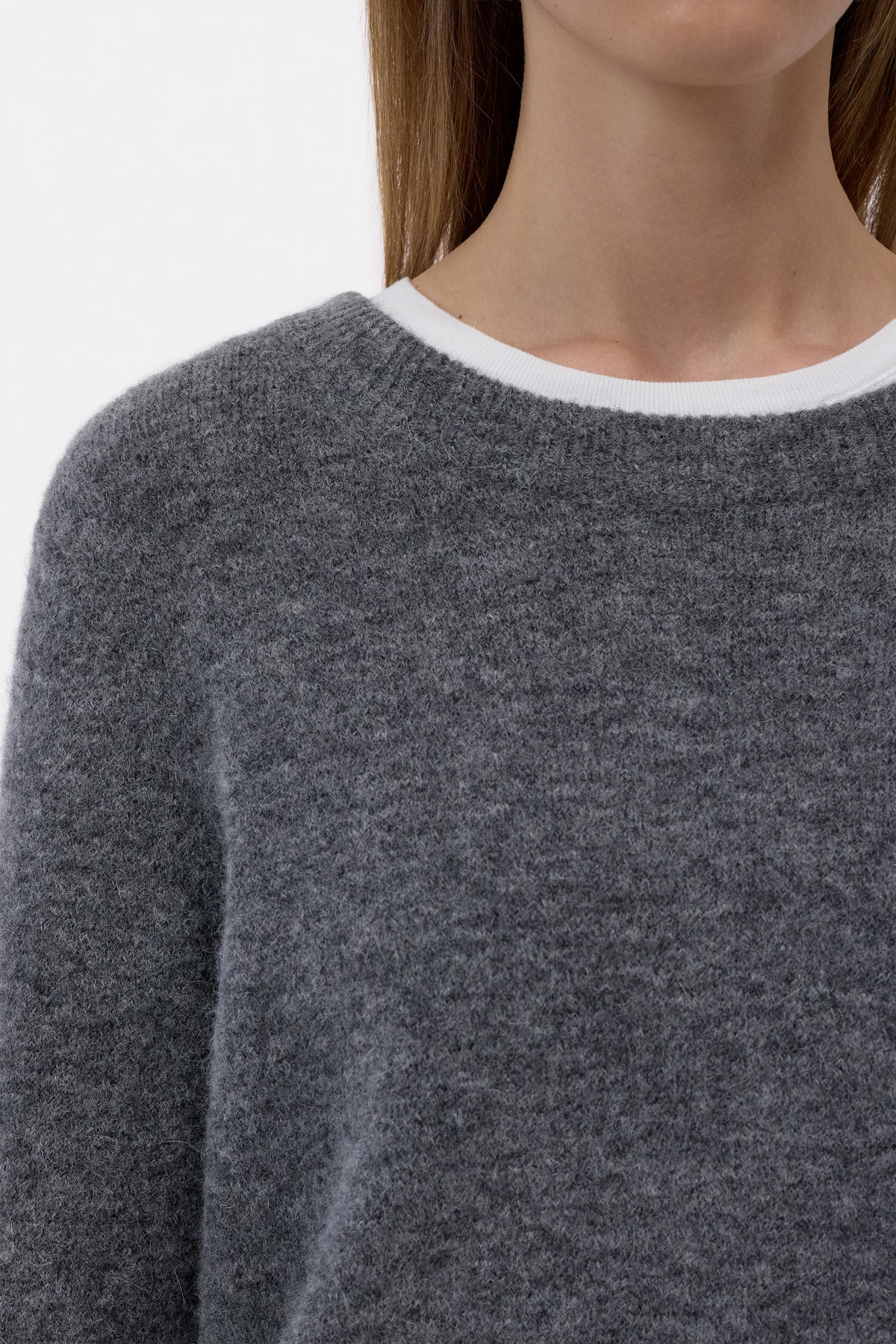 Closed Sweater Woman Crew Neck Long Sleeve Alpaca Dark Grey