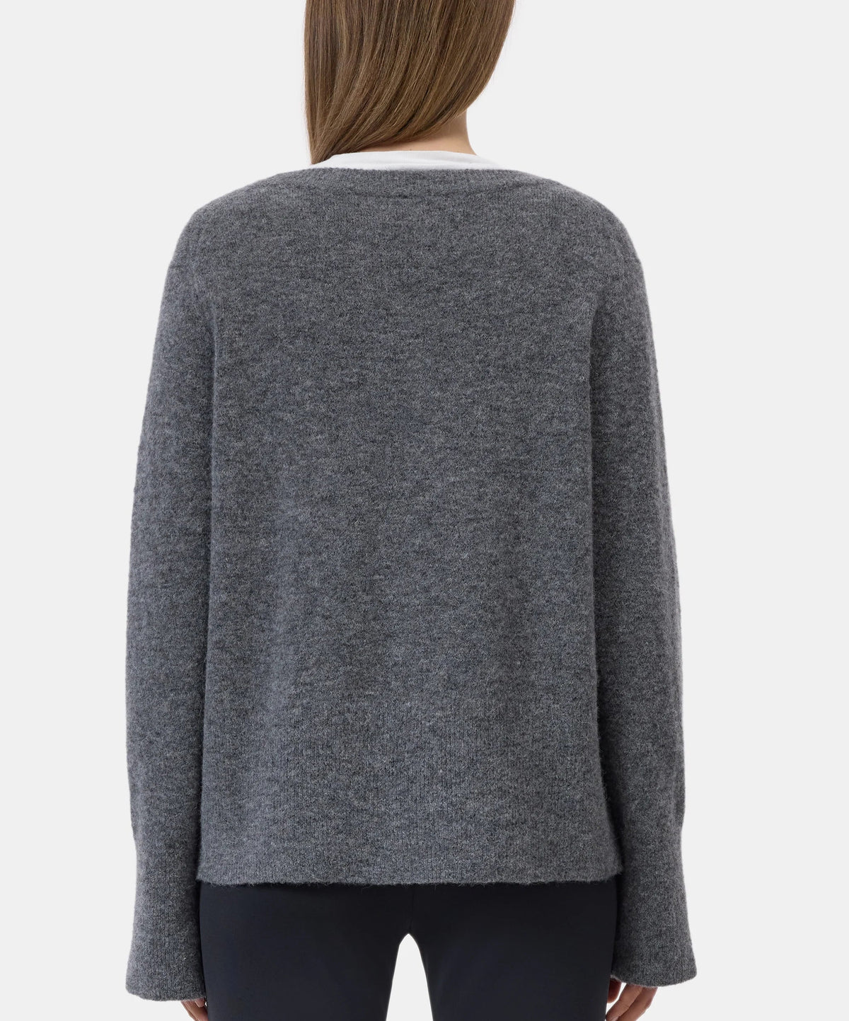 Closed Sweater Woman Crew Neck Long Sleeve Alpaca Dark Grey