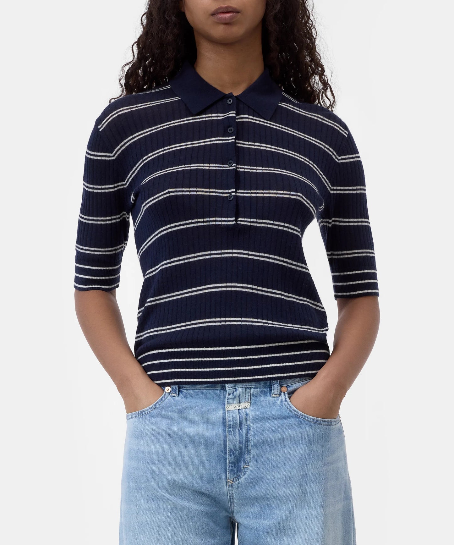 Closed Sweater Woman Polo Short Sleeve Dark Night