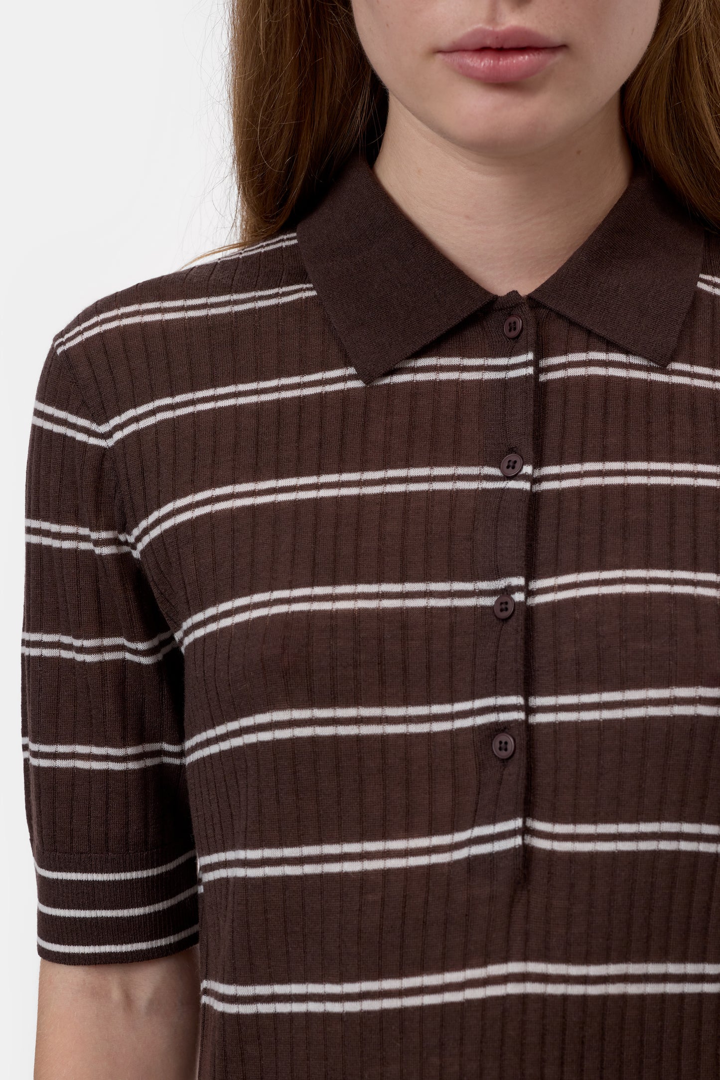 Closed Sweater Woman Polo Short Sleeve Brown