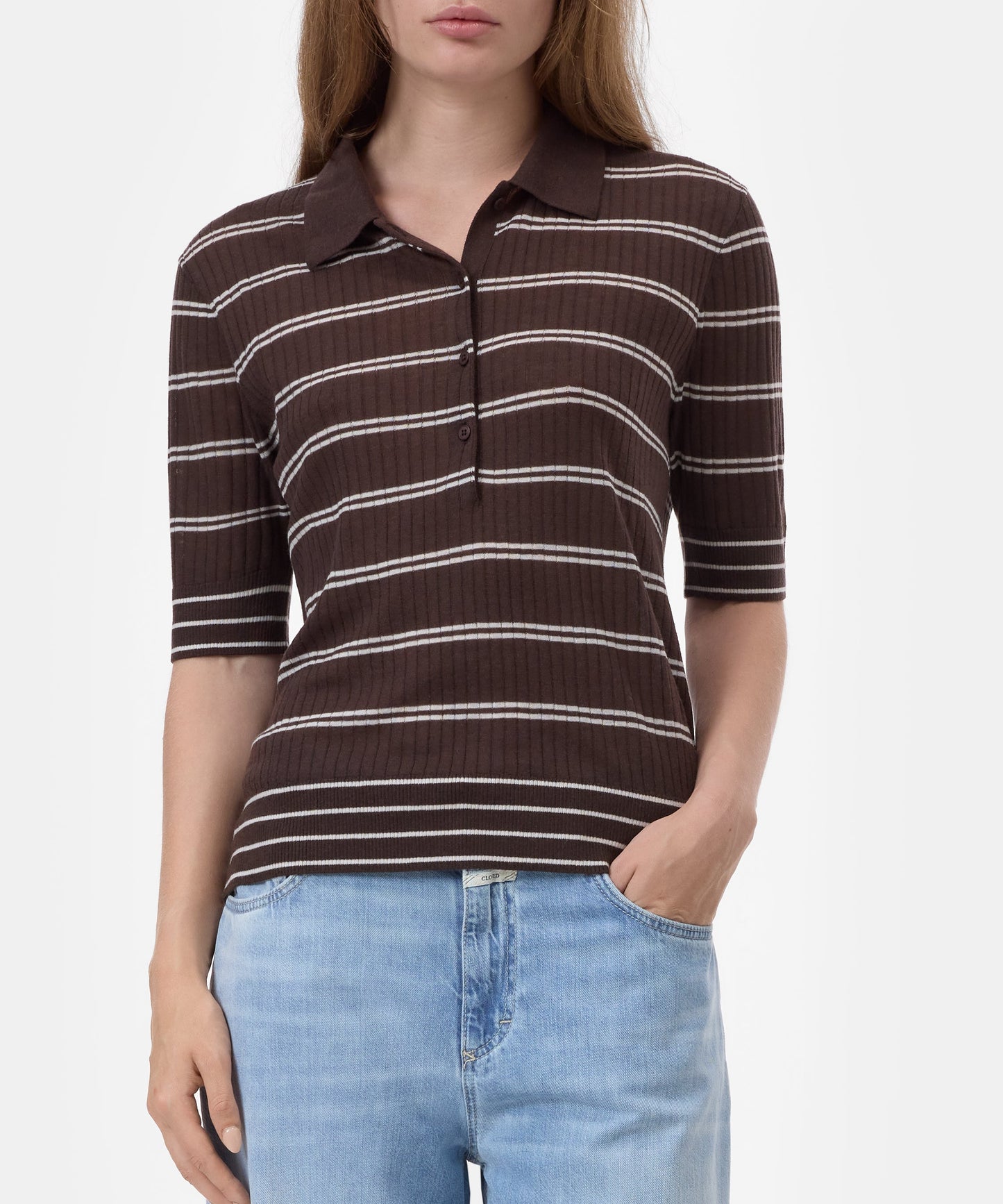 Closed Sweater Woman Polo Short Sleeve Brown