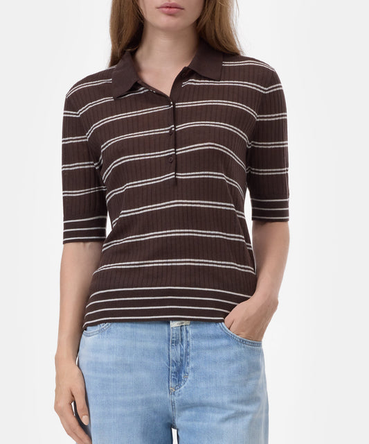 Closed Sweater Woman Polo Short Sleeve Brown