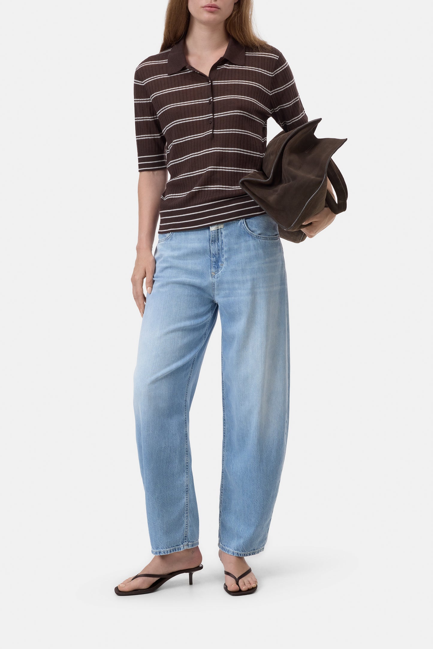 Closed Sweater Woman Polo Short Sleeve Brown