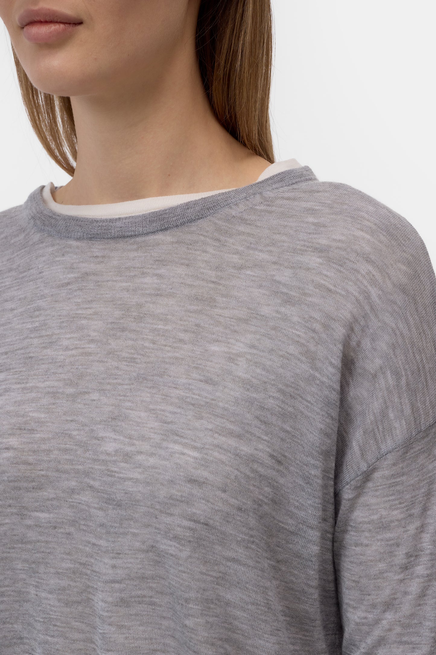 Closed Sweater Woman Crew Neck Long Sleeve Light Grey Melange