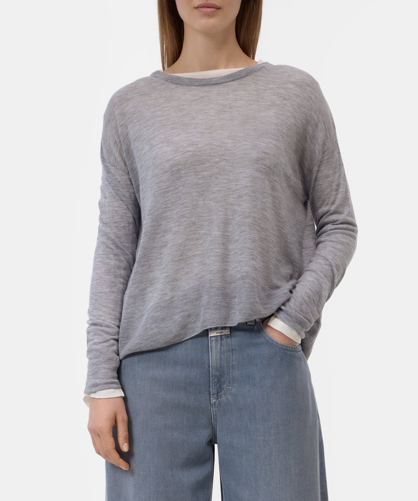 Closed Sweater Woman Crew Neck Long Sleeve Light Grey Melange