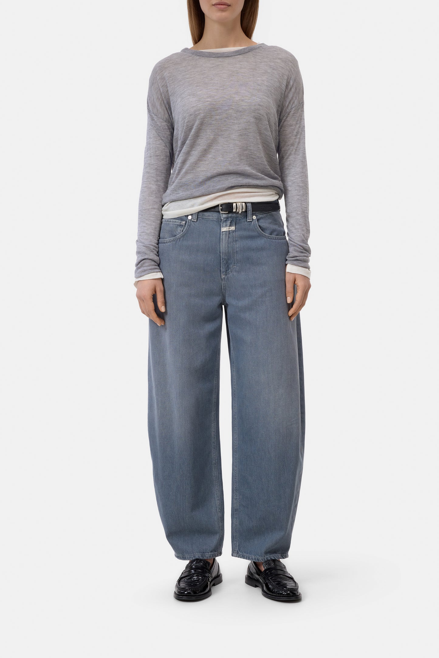 Closed Sweater Woman Crew Neck Long Sleeve Light Grey Melange
