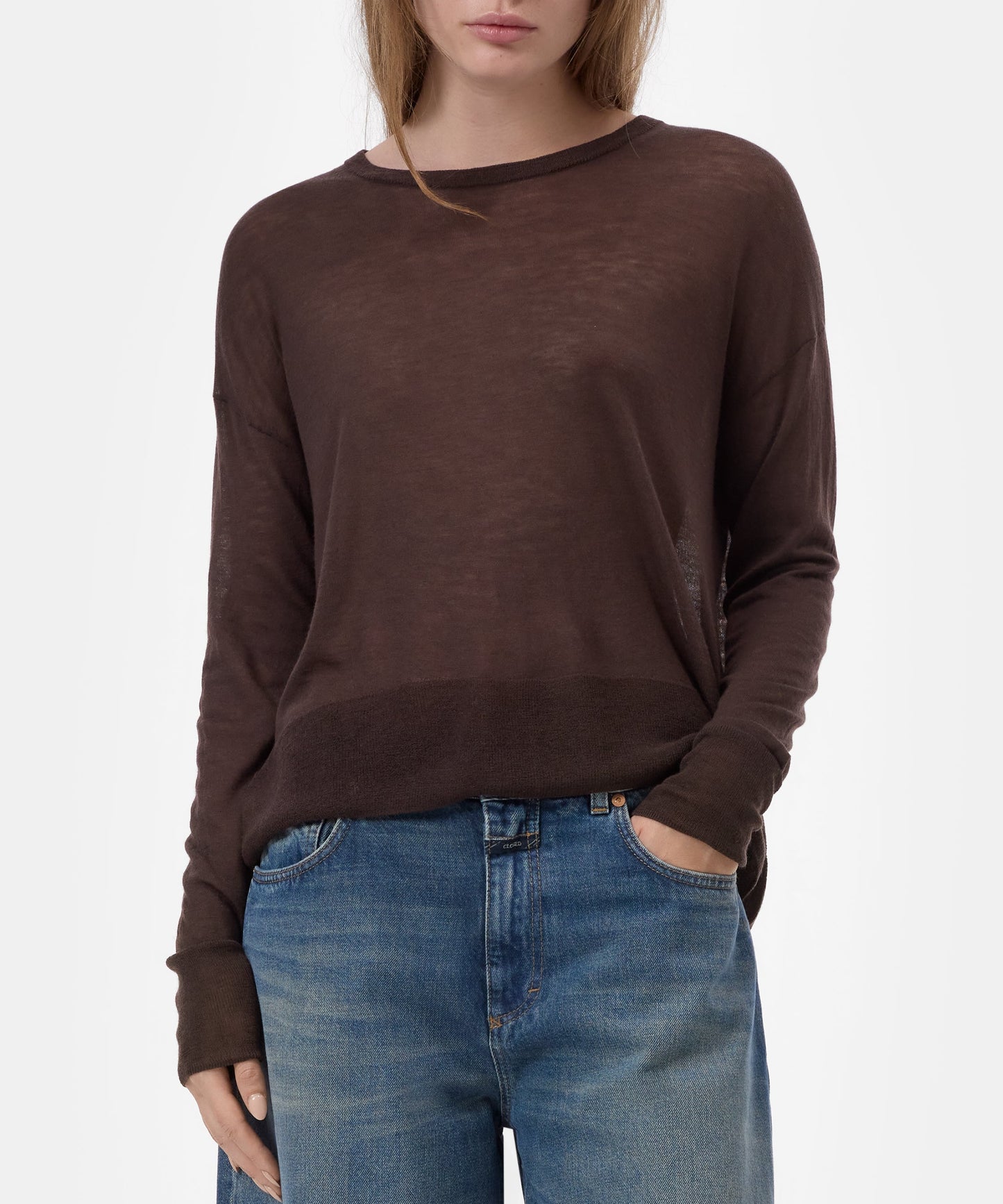 Closed Sweater Woman Crew Neck Long Sleeve Light Mahagony Brown