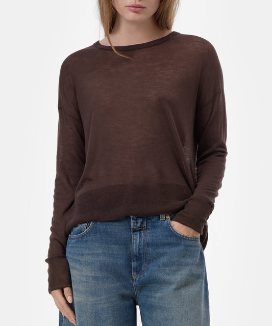Closed Sweater Woman Crew Neck Long Sleeve Light Mahagony Brown