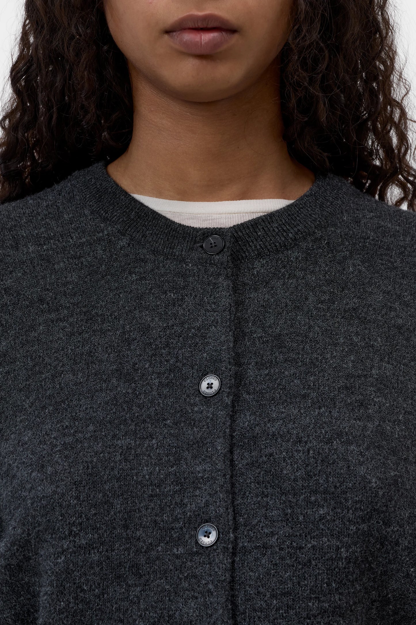 Closed Sweater Woman Cardigan Girocollo Black Melange