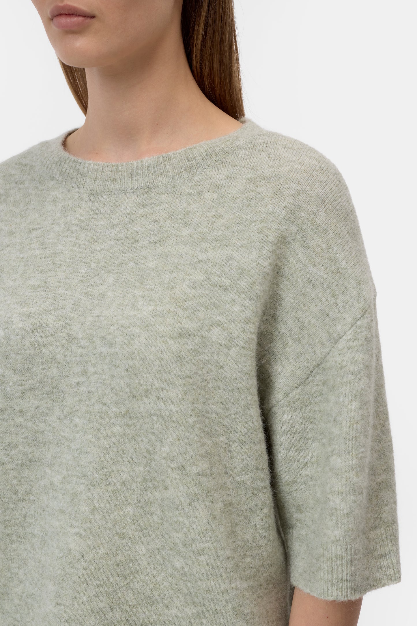 Closed Sweater Woman Crew Neck Short Sleeve Stoneleaf Green