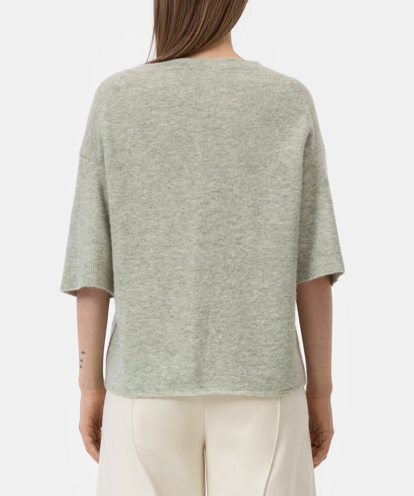 Closed Sweater Woman Crew Neck Short Sleeve Stoneleaf Green