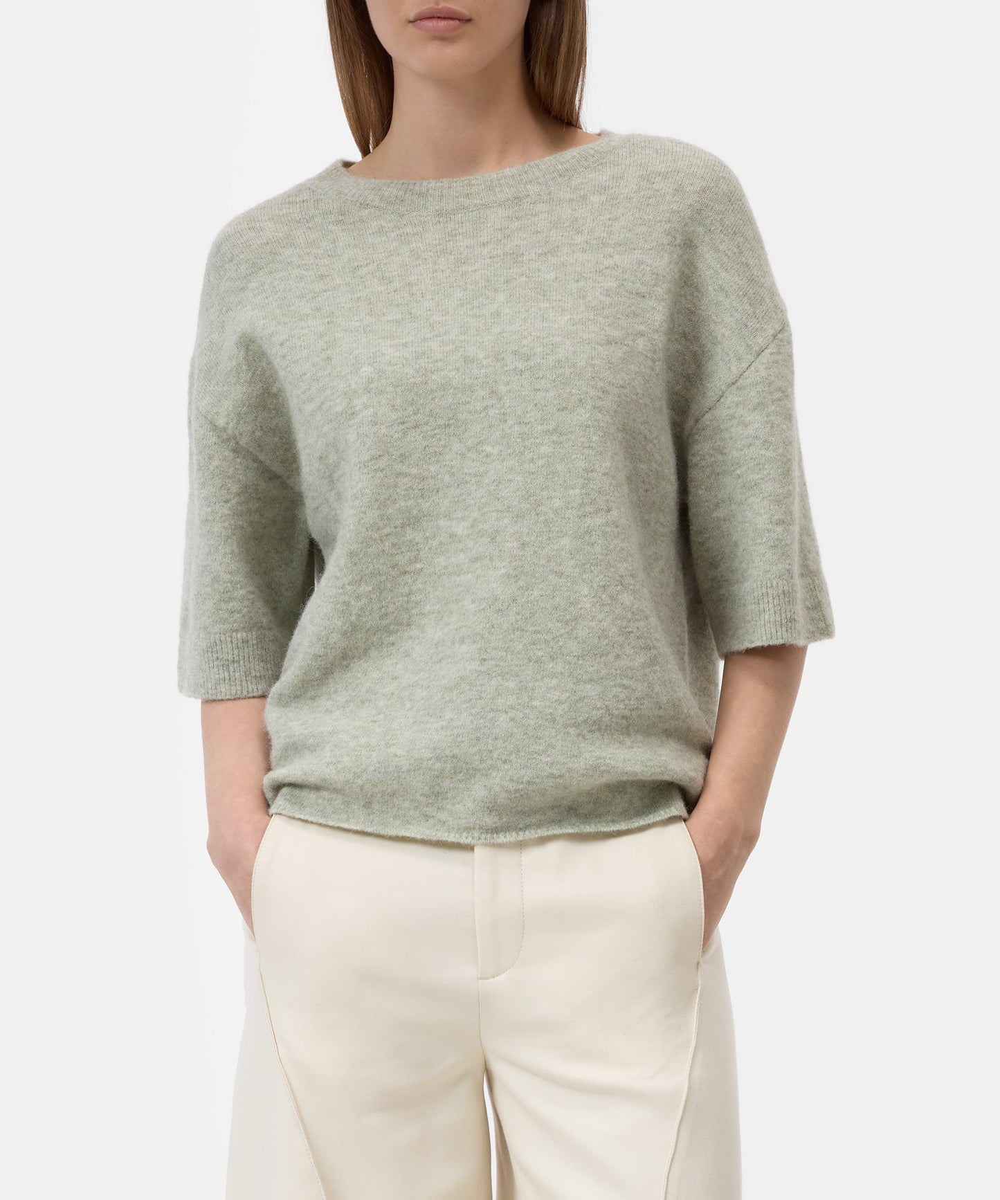 Closed Sweater Woman Crew Neck Short Sleeve Stoneleaf Green