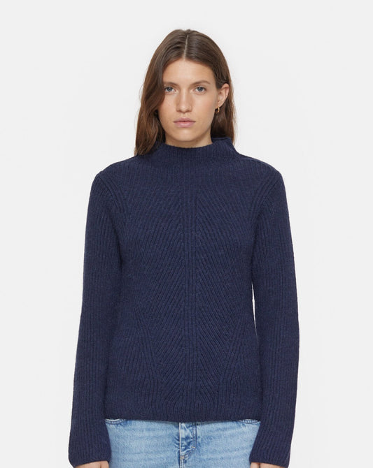 Closed Sweater Woman Turtle Neck Long Sleeve Space Blue