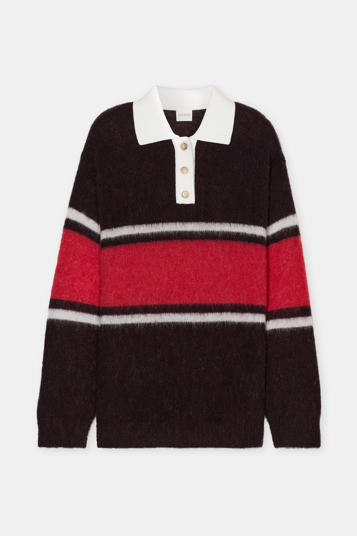 Closed Sweater Woman Polo Rugby Stripe