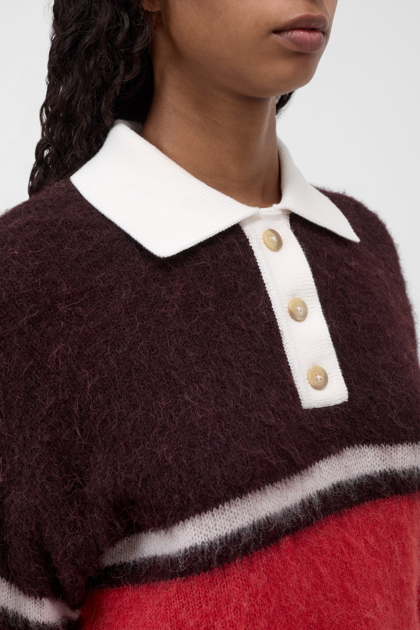Closed Sweater Woman Polo Rugby Stripe